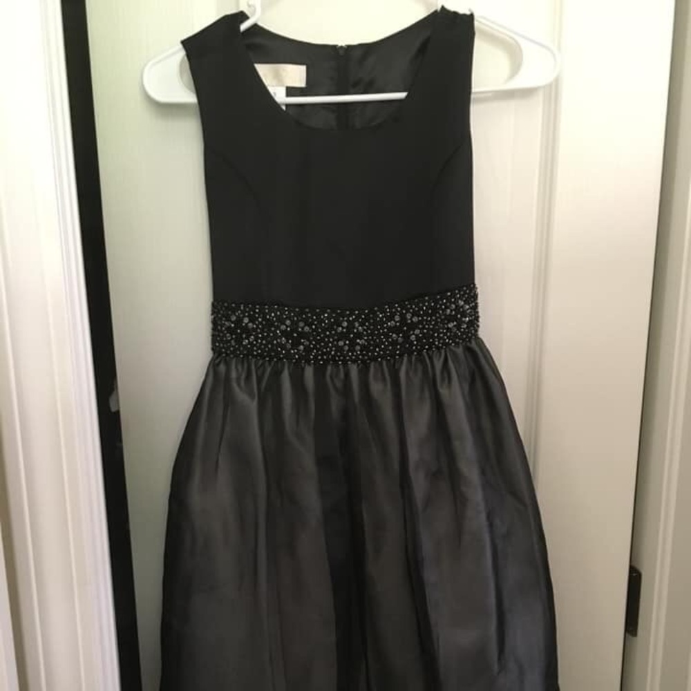 Girls size 14.5 formal black/silver dress